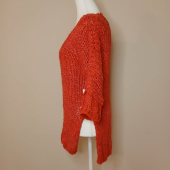 NWT Free People Georgia Deep V Neck 1/2 Sleeve Chunky Knit Sweater Size XS - Picture 6 of 11